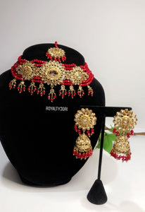 POONAM Polki Choker HOT RED