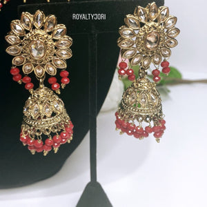 POONAM Polki Choker HOT RED