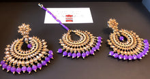 Load image into Gallery viewer, PURPLE POLKI EARRINGS SET
