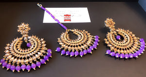 PURPLE POLKI EARRINGS SET