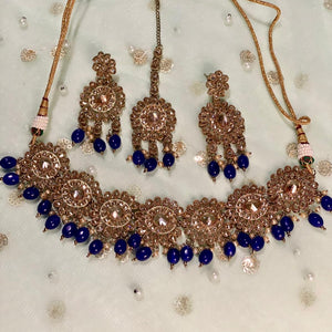 Saifina Royal blue polki set