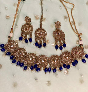 Saifina Royal blue polki set