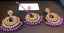 Load image into Gallery viewer, PURPLE POLKI EARRINGS SET
