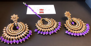 PURPLE POLKI EARRINGS SET