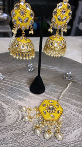 Kimat Kundan Earrings and tikka set