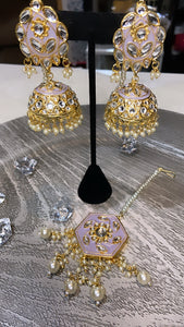 Kimat Kundan Earrings and tikka set