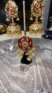 Kimat Kundan Earrings and tikka set