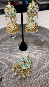 Kimat Kundan Earrings and tikka set