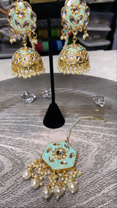 Kimat Kundan Earrings and tikka set