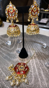 Kimat Kundan Earrings and tikka set